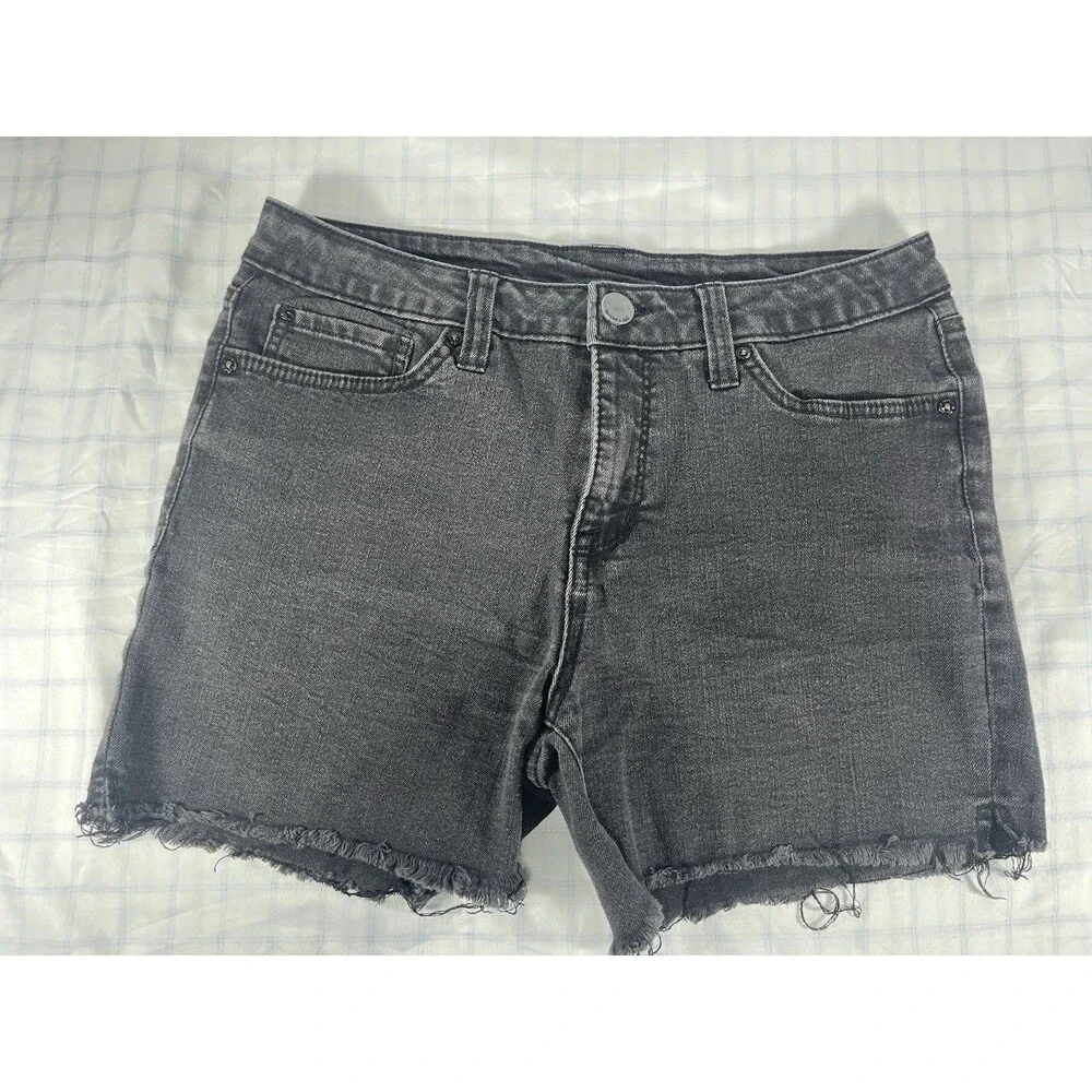 Seven7 Jeans Women's Grey Denim Cut-Off Shorts - Size 8 - Frayed Hem Stretch
